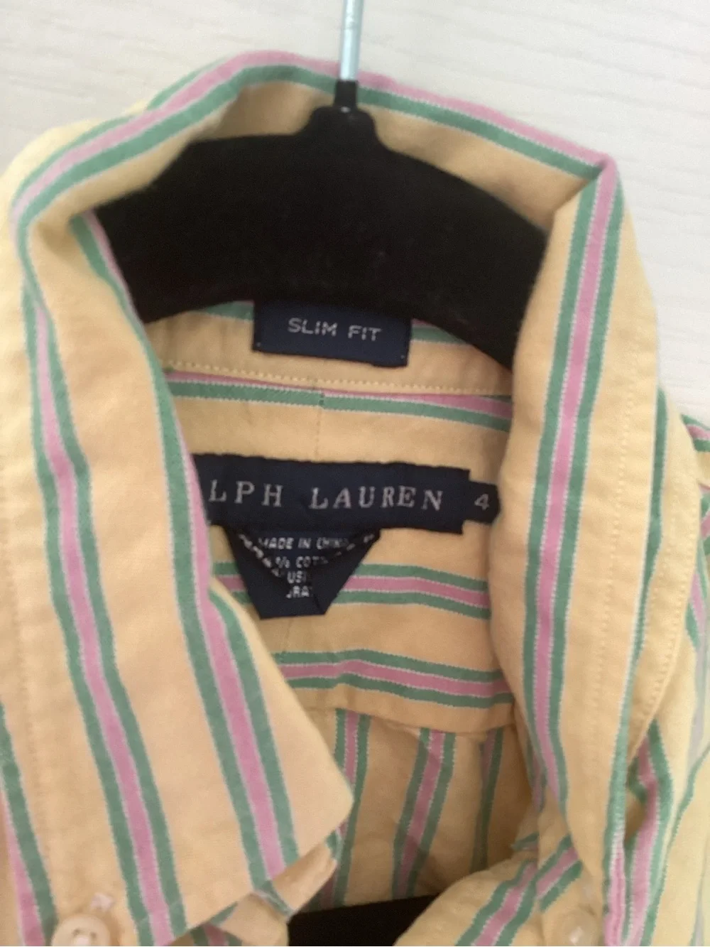 Ralph Lauren Yellow and Blue Striped Cotton Button-Down Shirt
